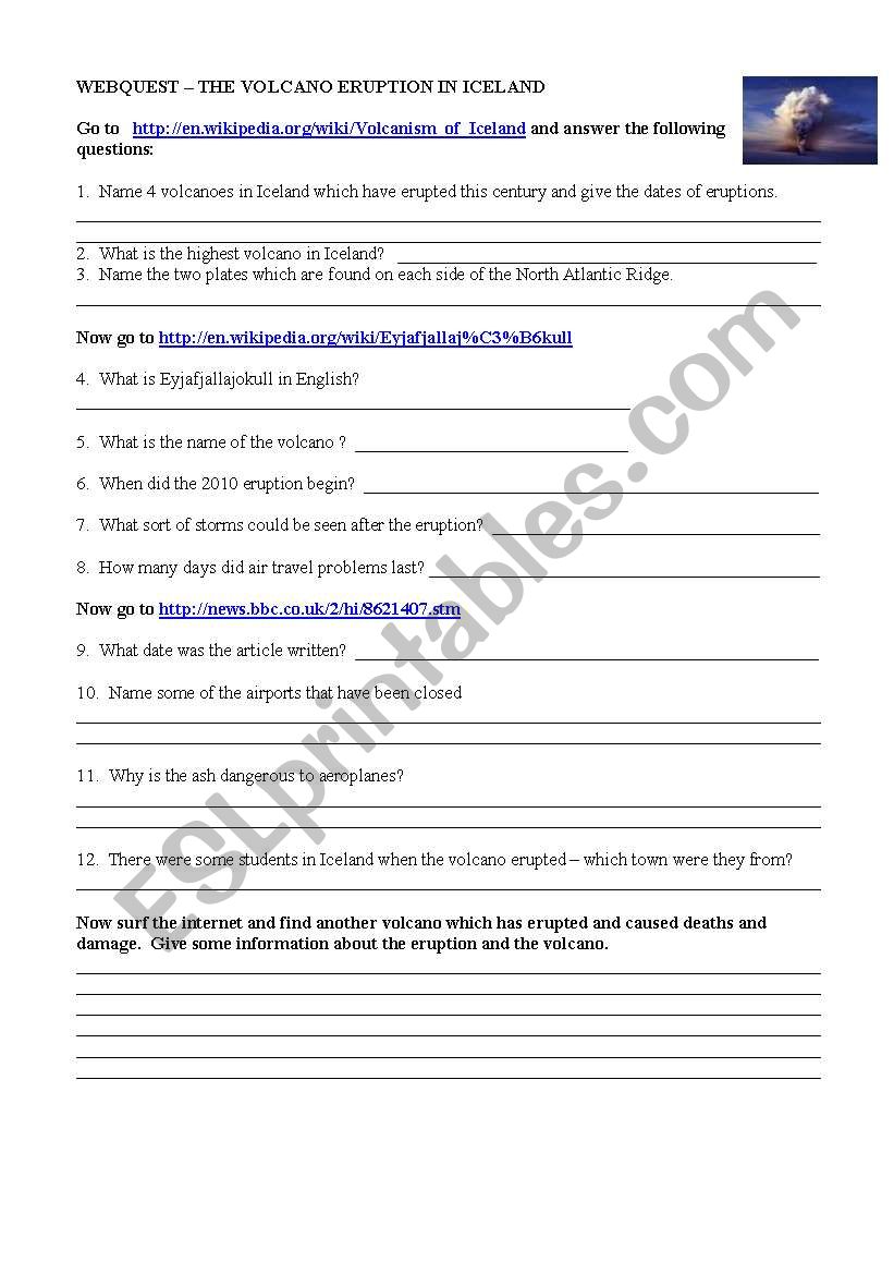 webquest icelandic volcano worksheet