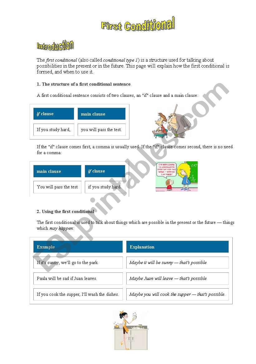 First conditionnals worksheet