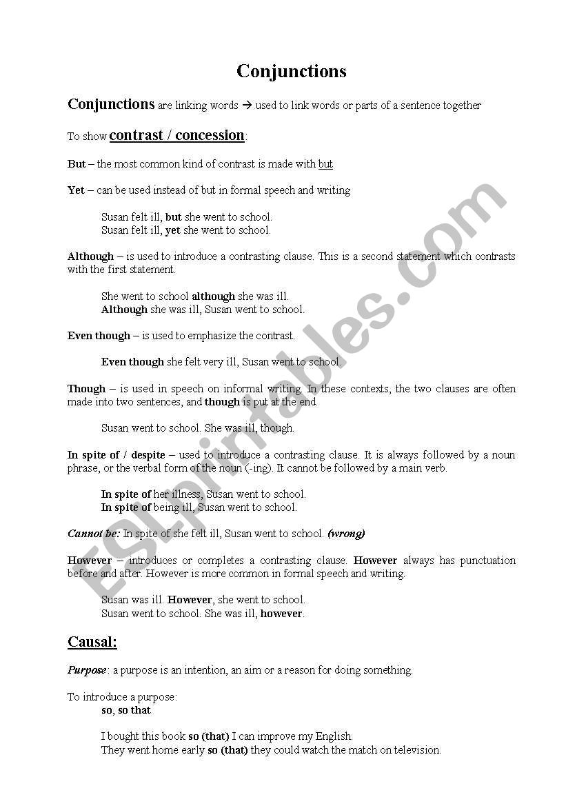 Conjunctions worksheet