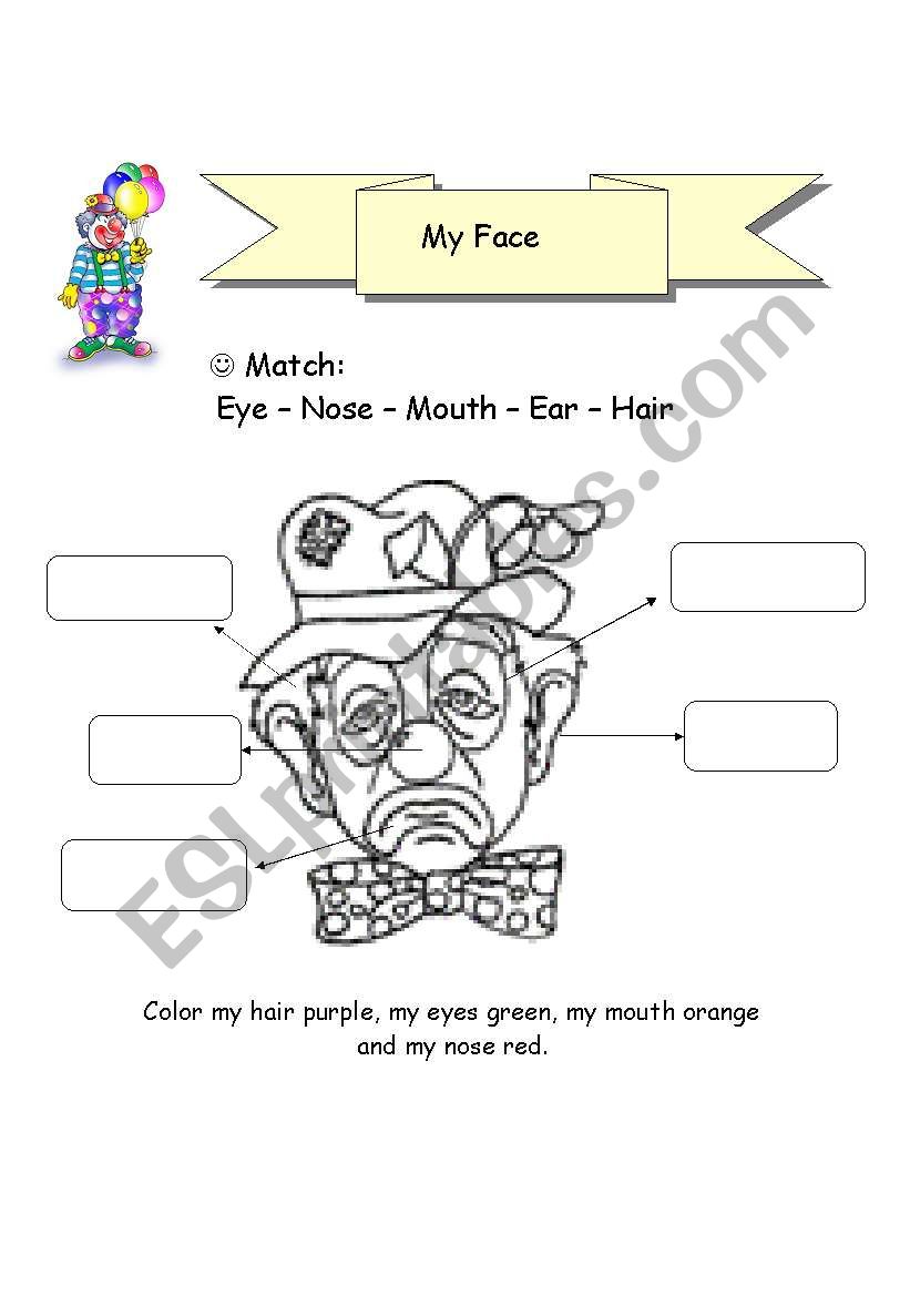 My Face worksheet