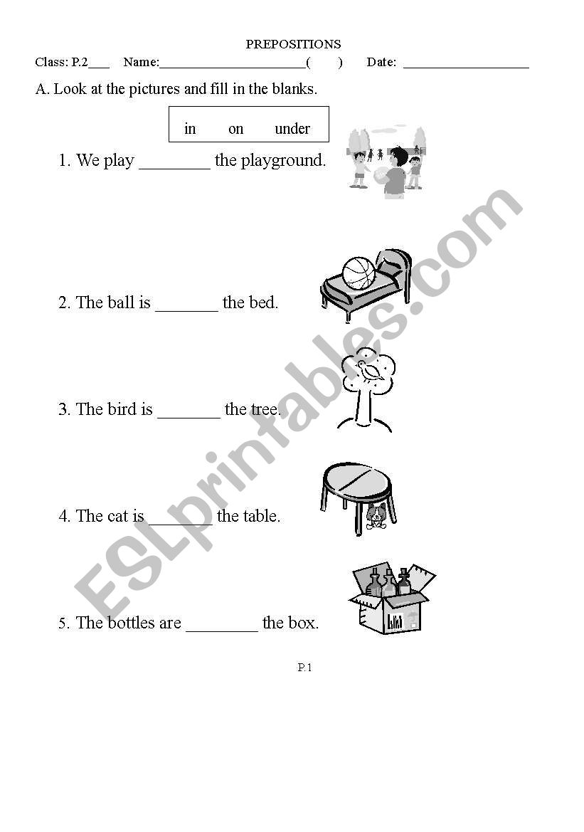 prepositions worksheet