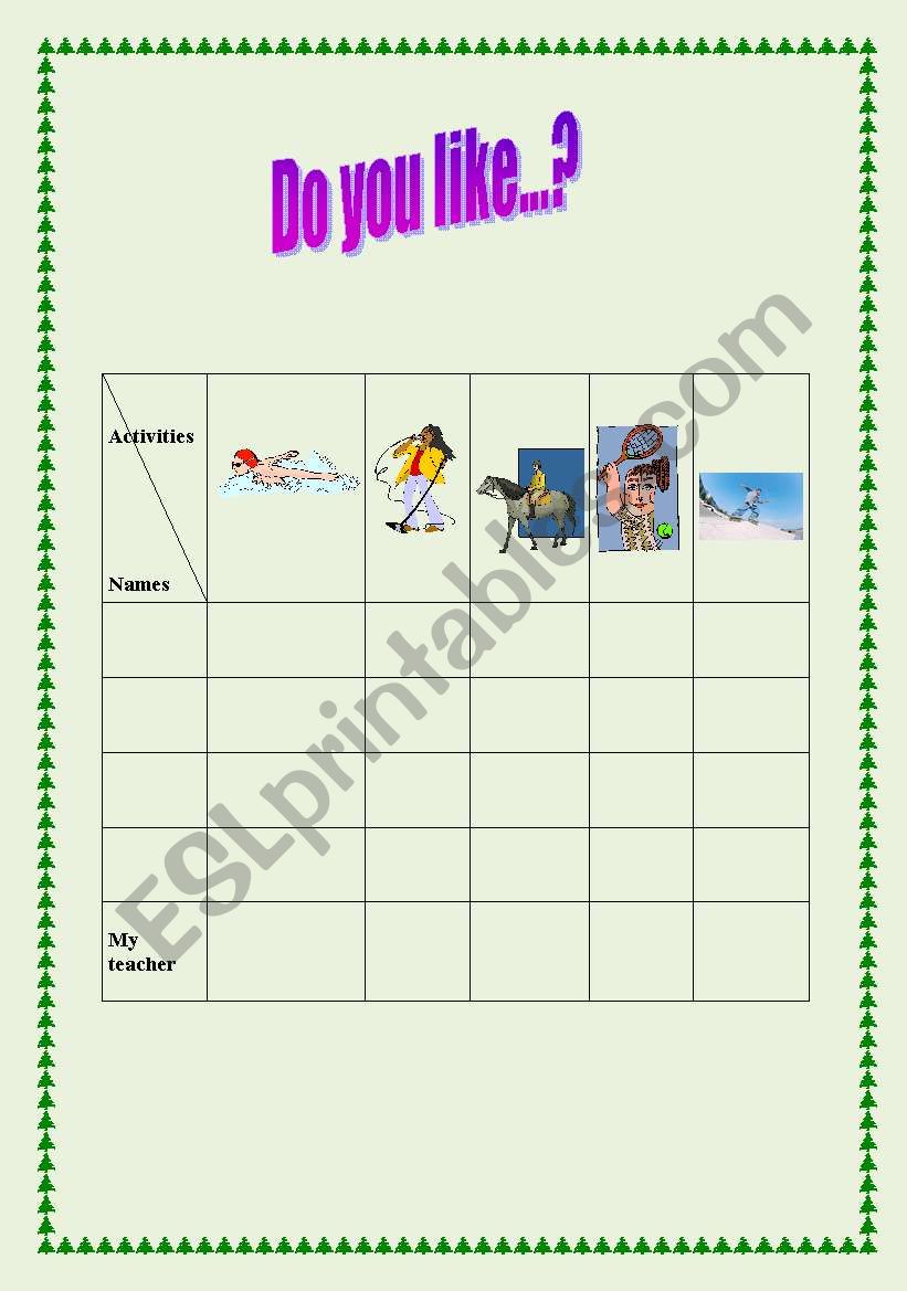 Do you like...? worksheet