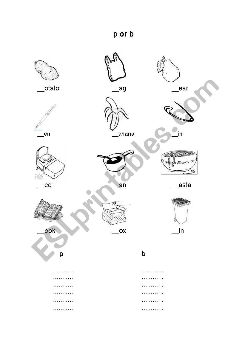 P or B worksheet