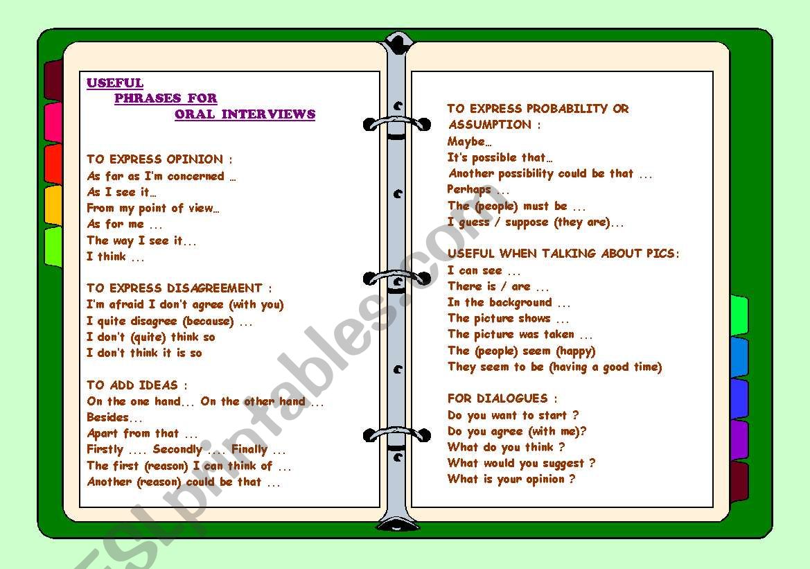 Useful conversation phrases  worksheet