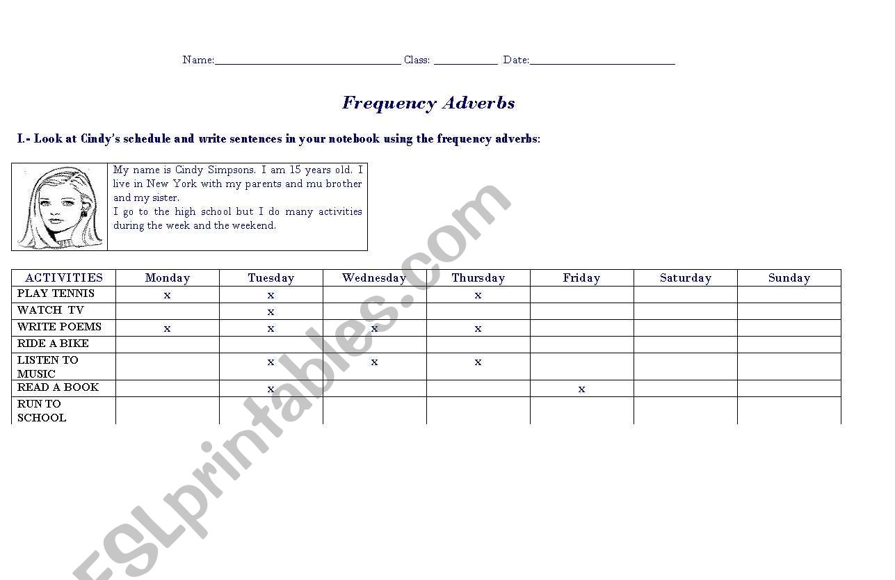 frequency adverbs worksheet