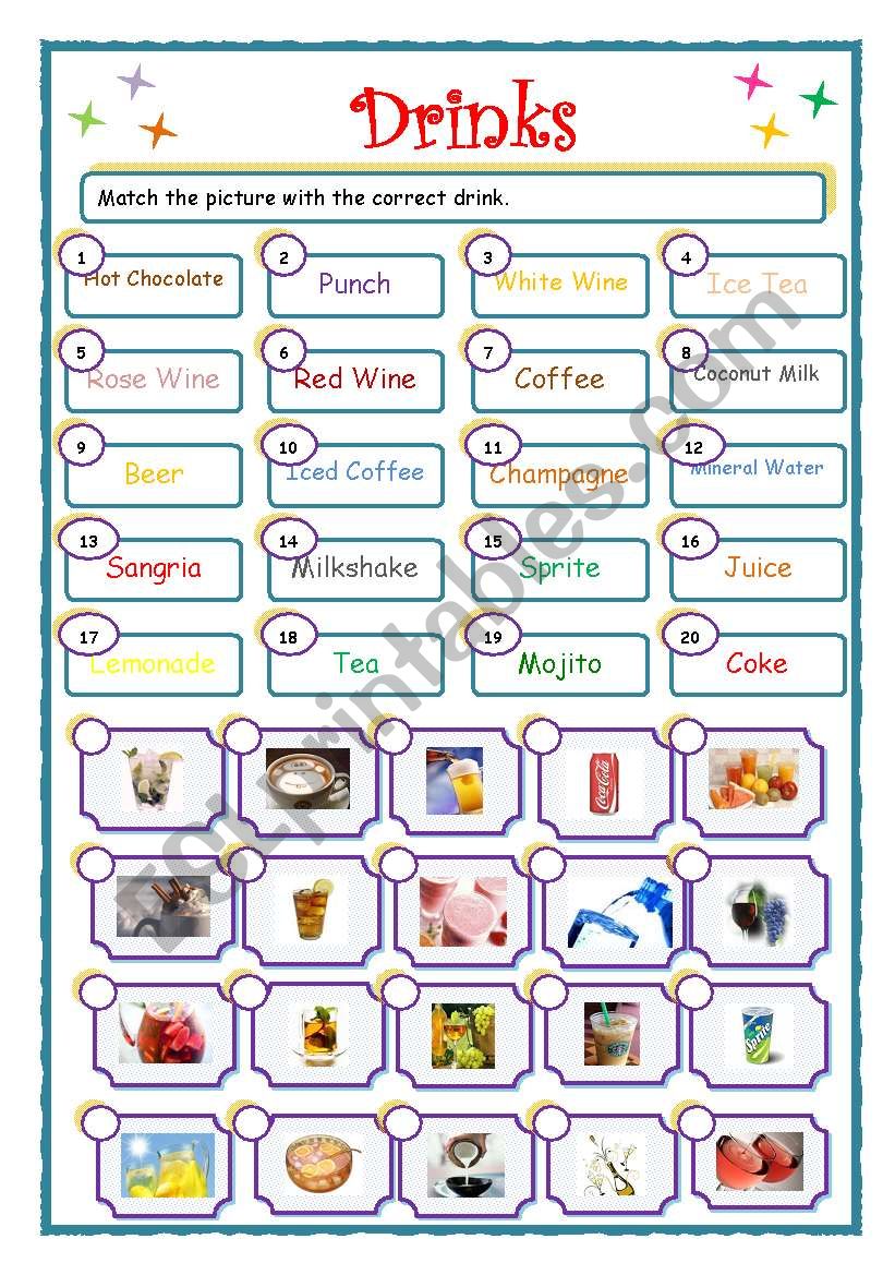 Drinks worksheet