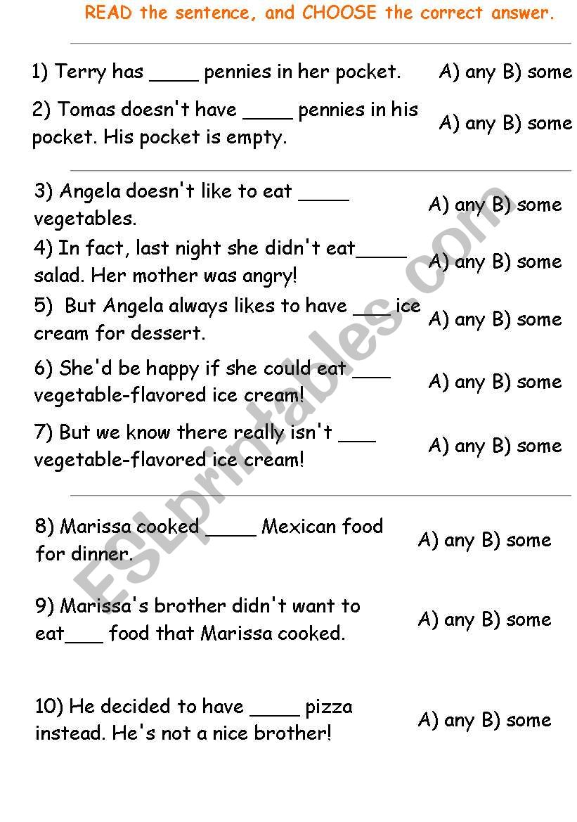 READ the sentence worksheet