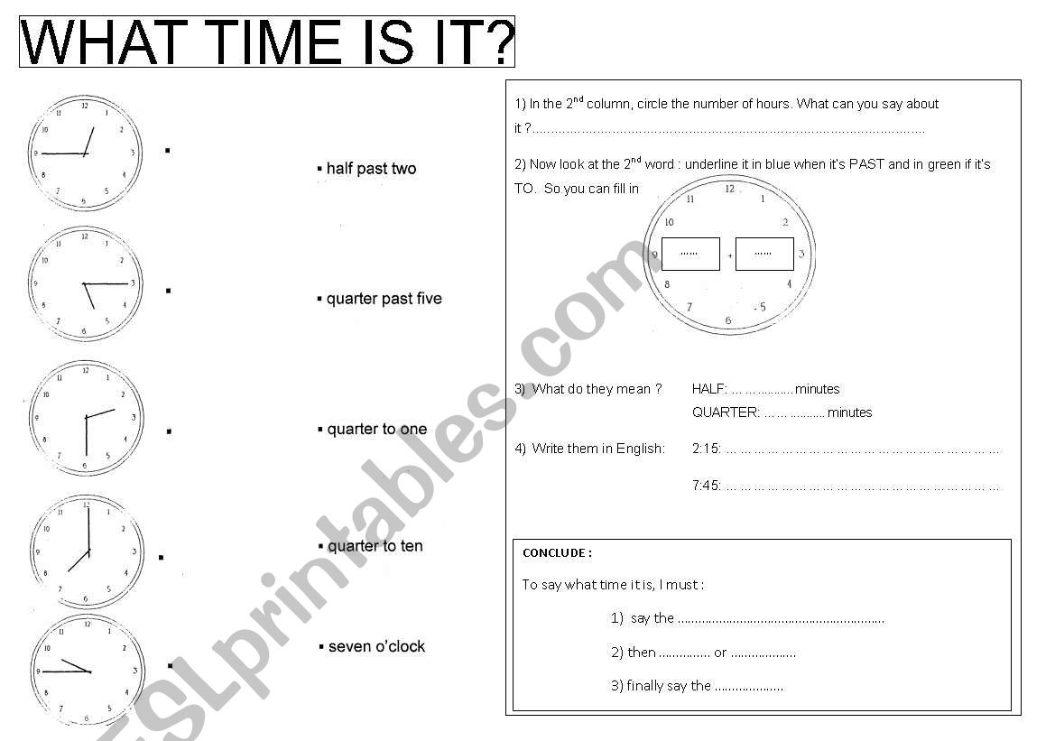 time lesson1 worksheet