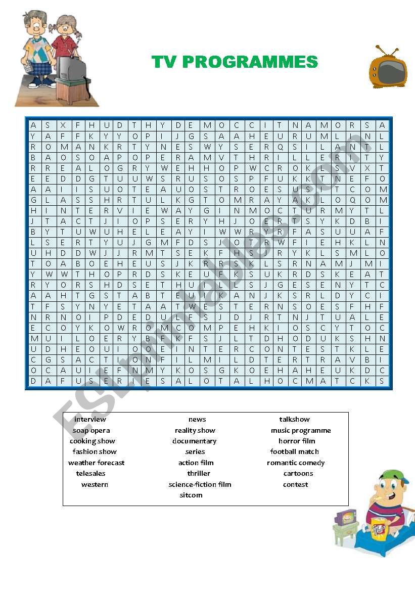 tv programmes worksheet