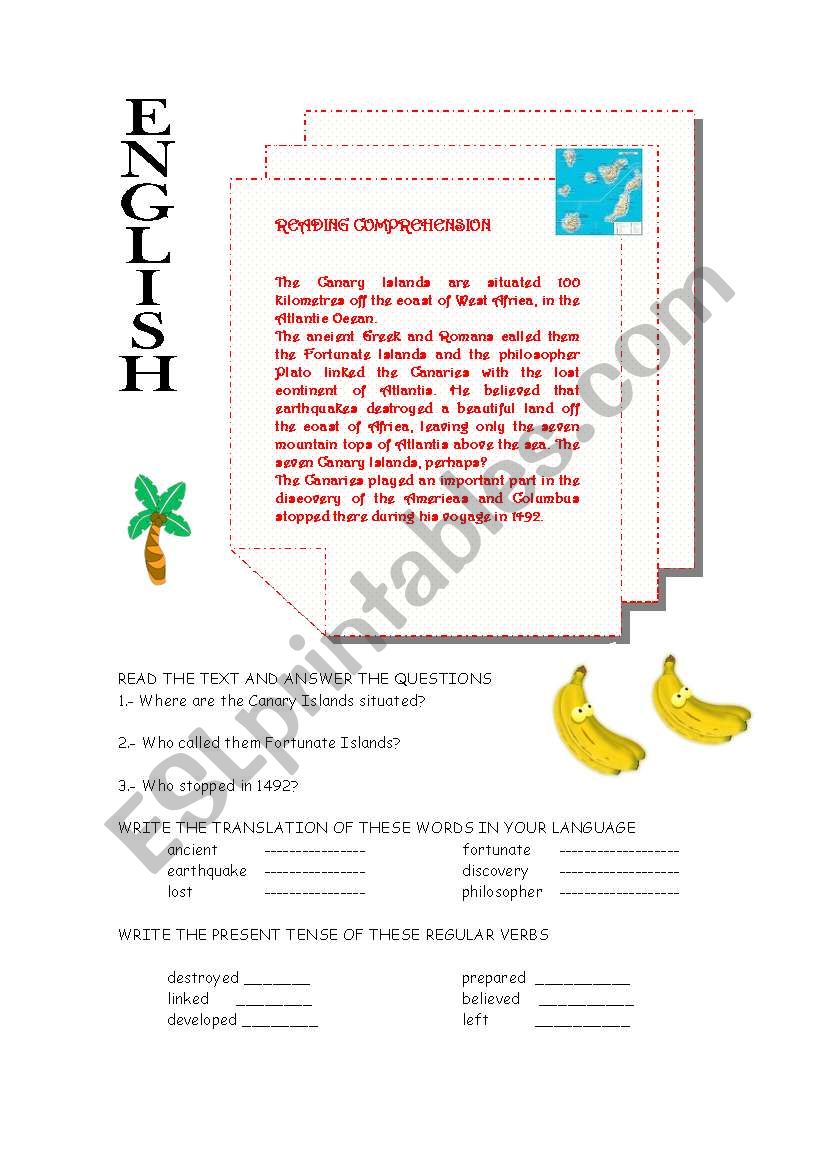 READING: CANARY ISLANDS worksheet