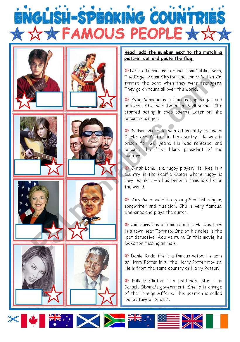 ENGLISH-SPEAKING COUNTRIES (23) - FAMOUS PEOPLE