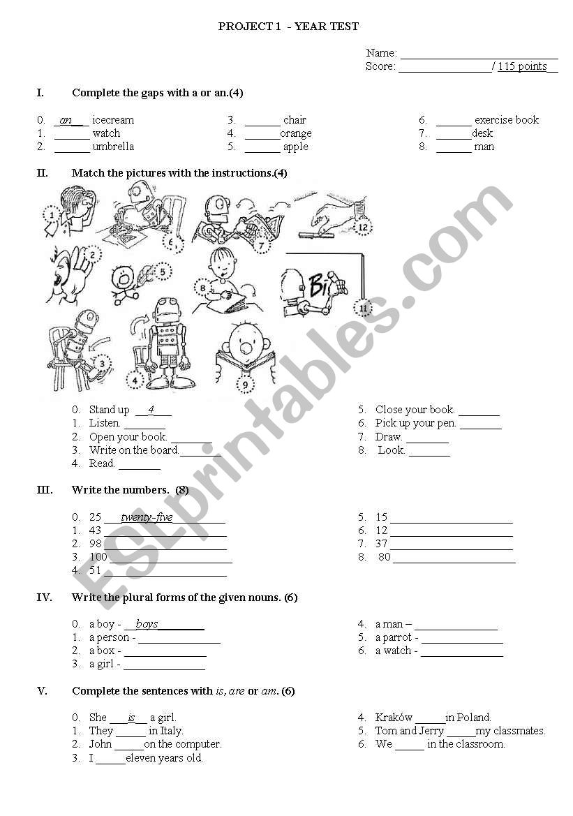 Project 1 - year test worksheet