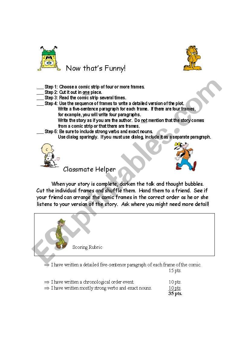 Now Thats Funny- comic strip worksheet
