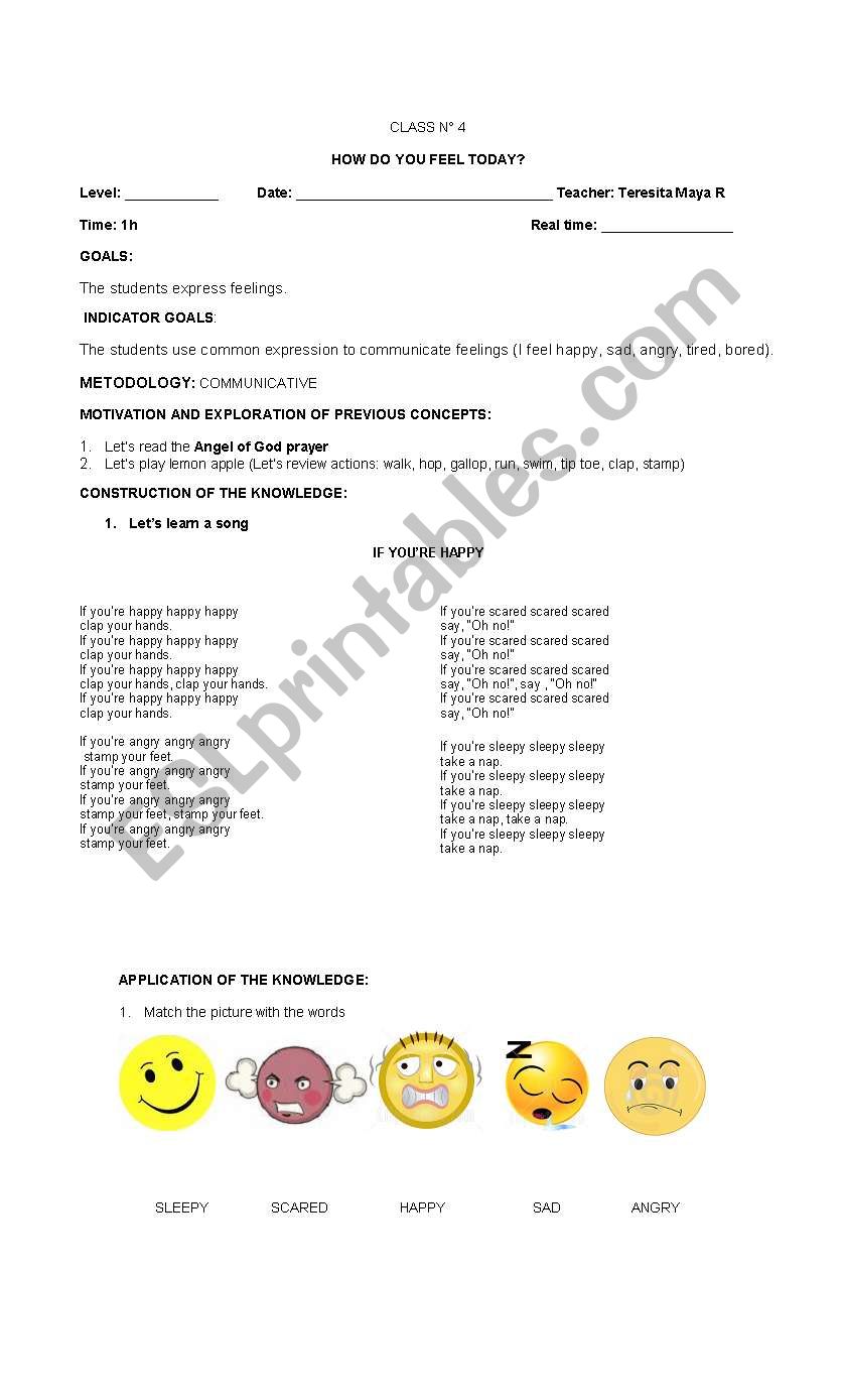 Feelings worksheet