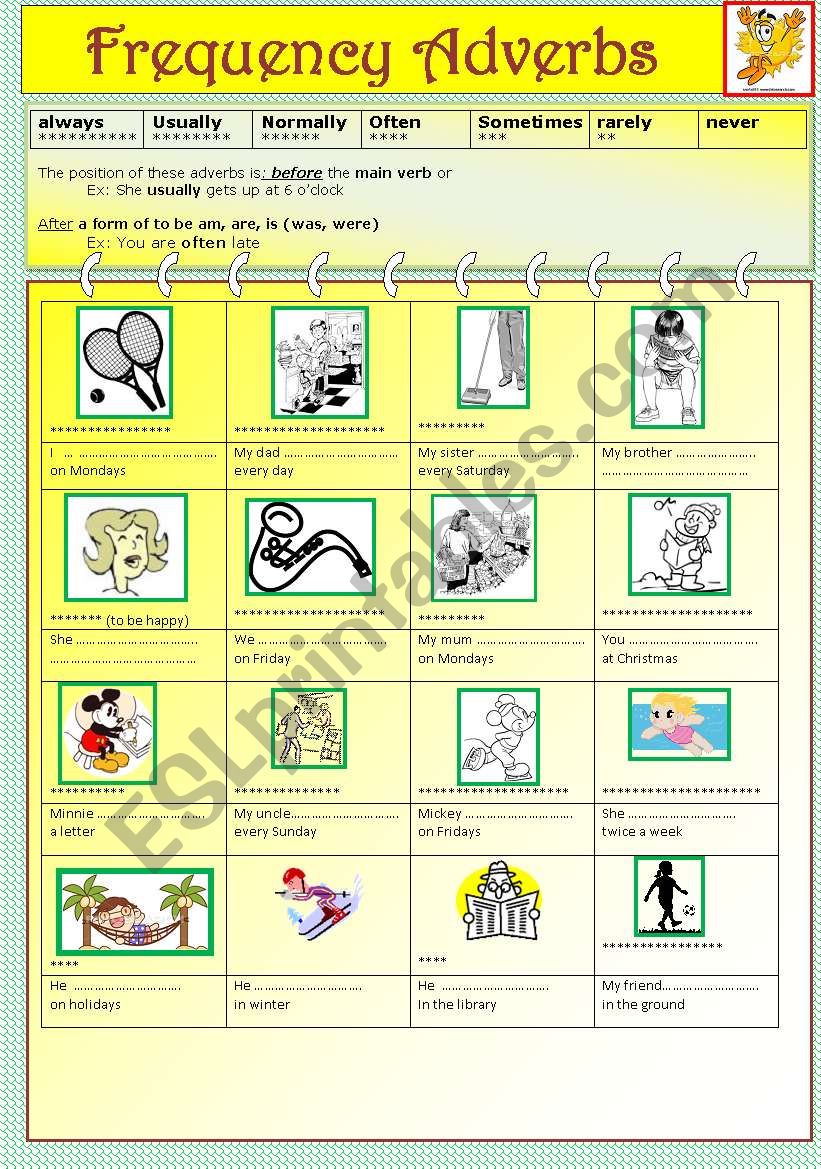 frequency adverbs worksheet