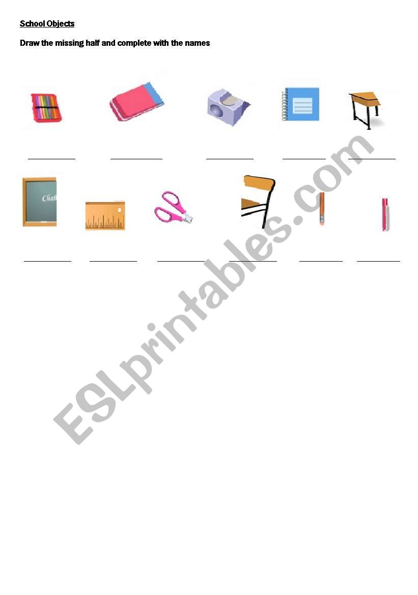 School Objects worksheet