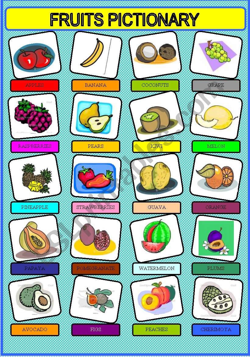 FRUITS PICTIONARY worksheet