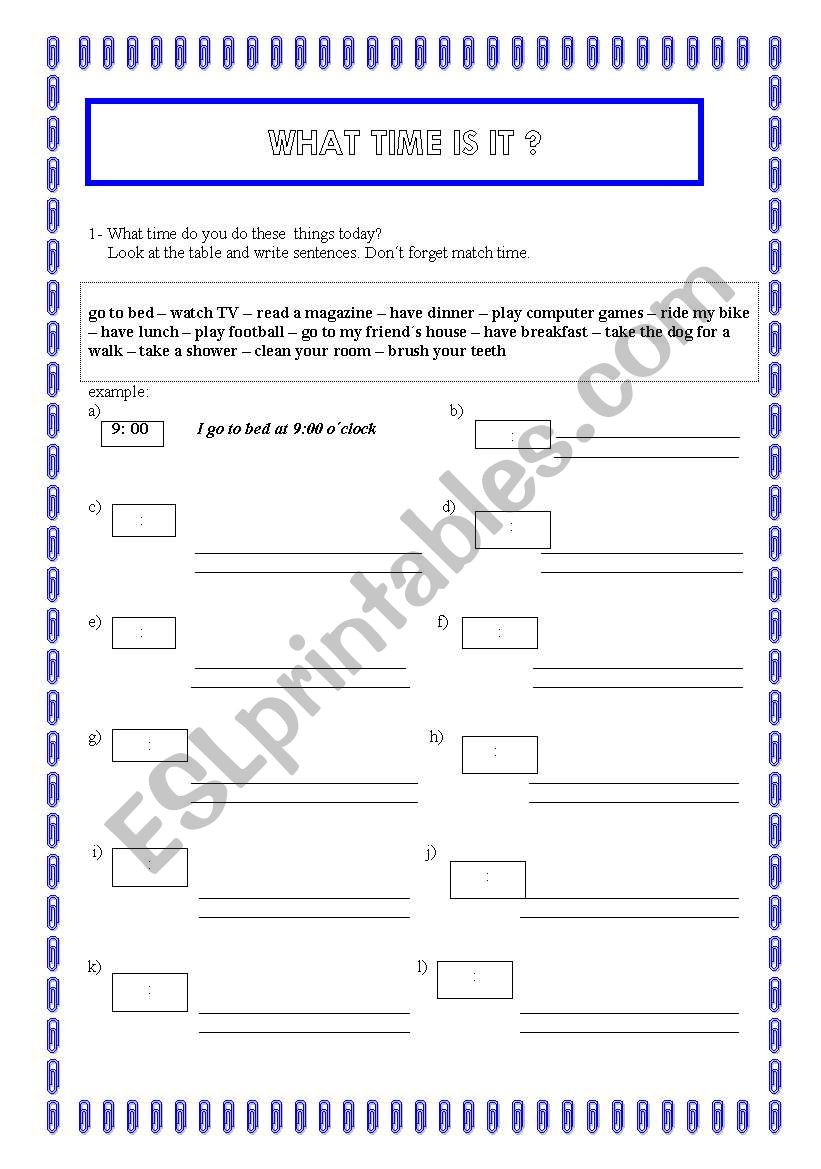 What time is it ? Daily routines