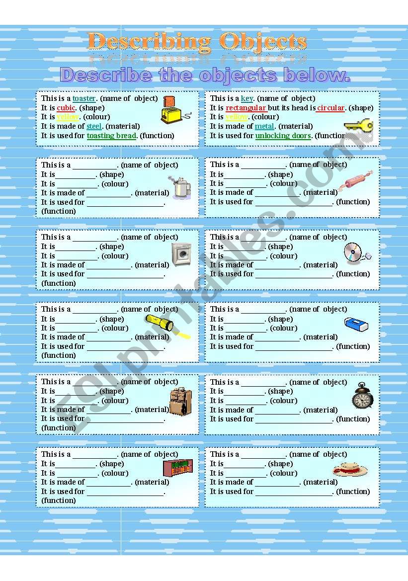 Describing Objects worksheet