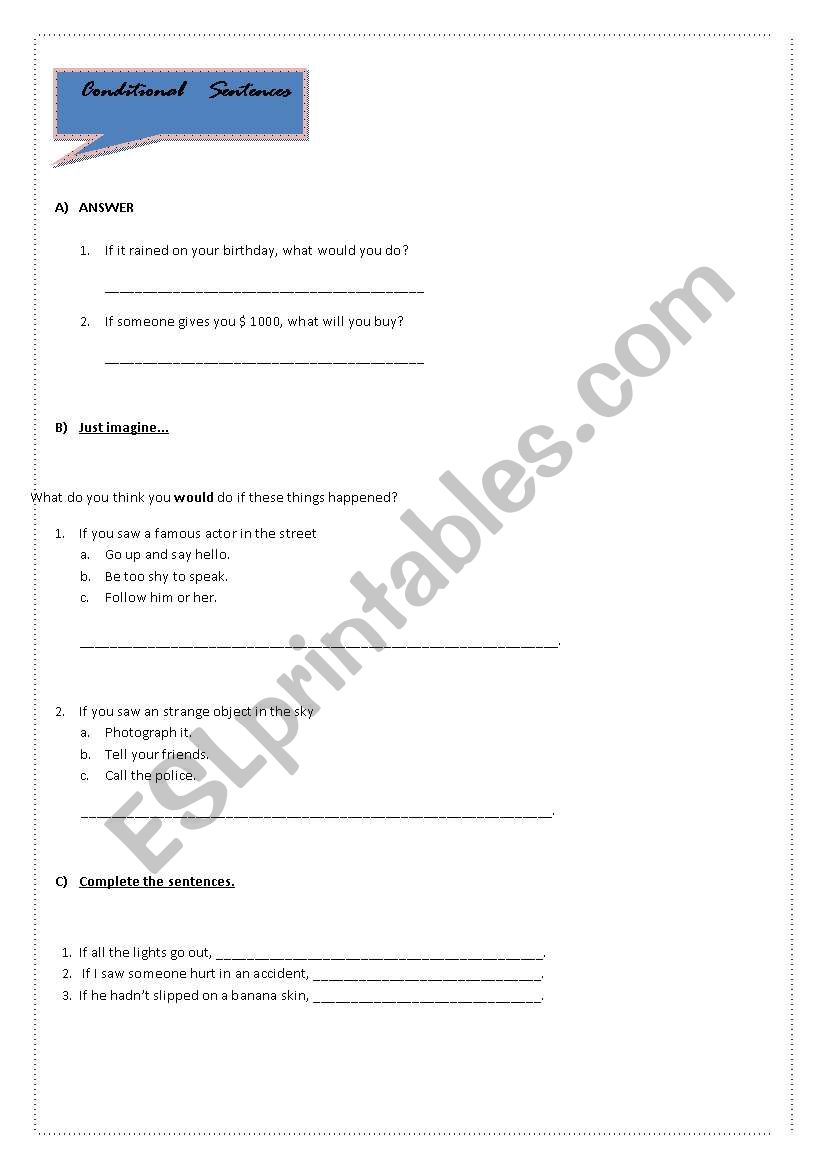 Conditional Sentences worksheet