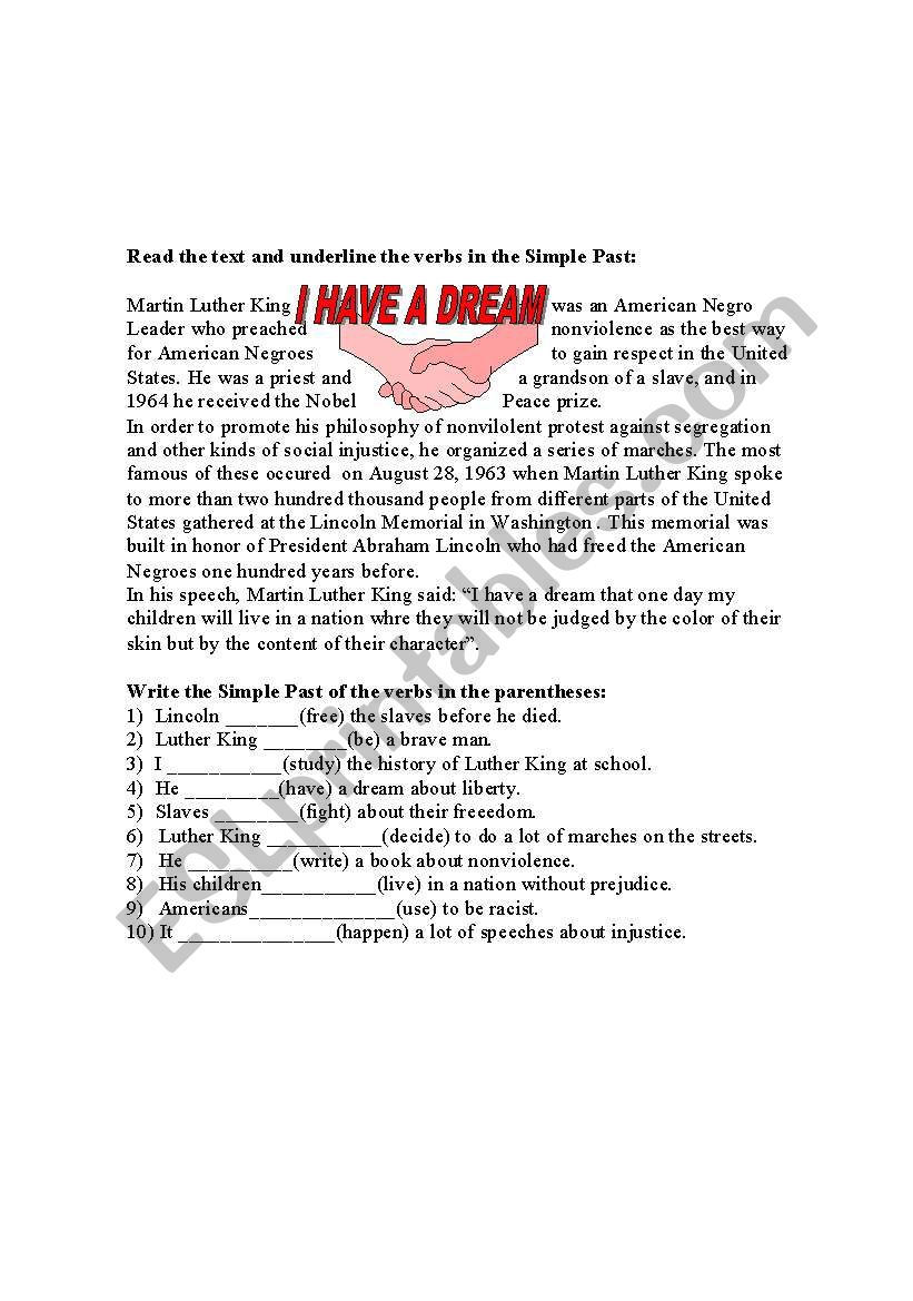 Reading - Simple Past  worksheet