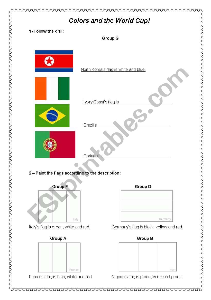 Colors and the World Cup! worksheet