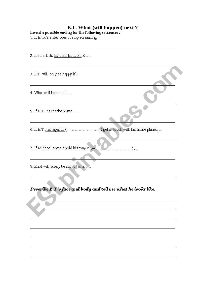 E.T if clauses worksheet