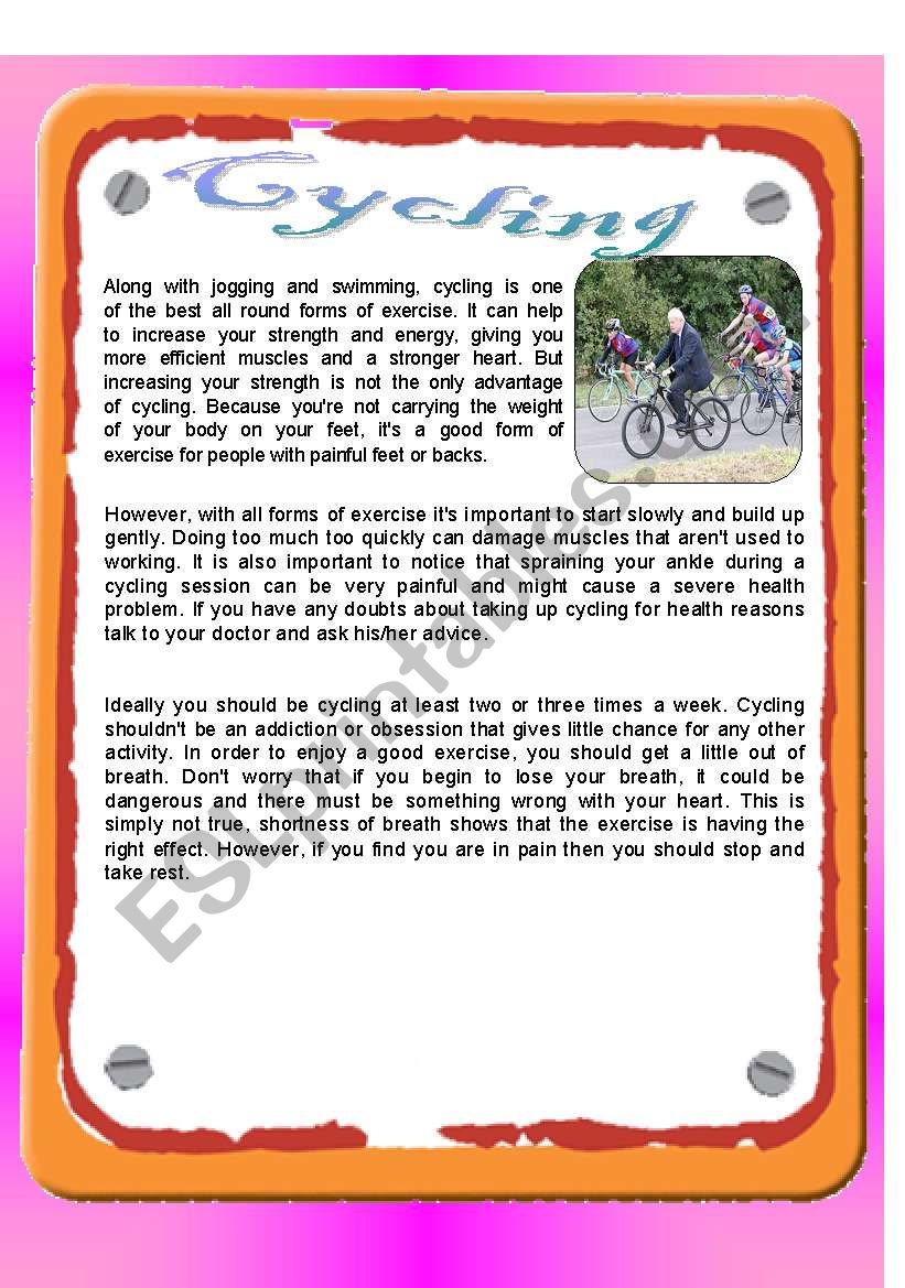 RC : Cycling worksheet