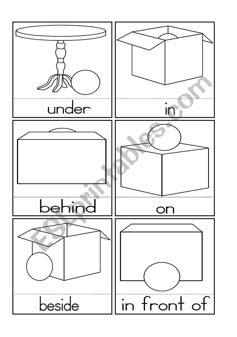 prepositions cards worksheet