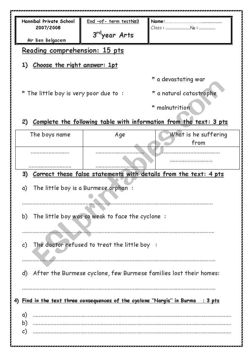 end of term test n3 worksheet