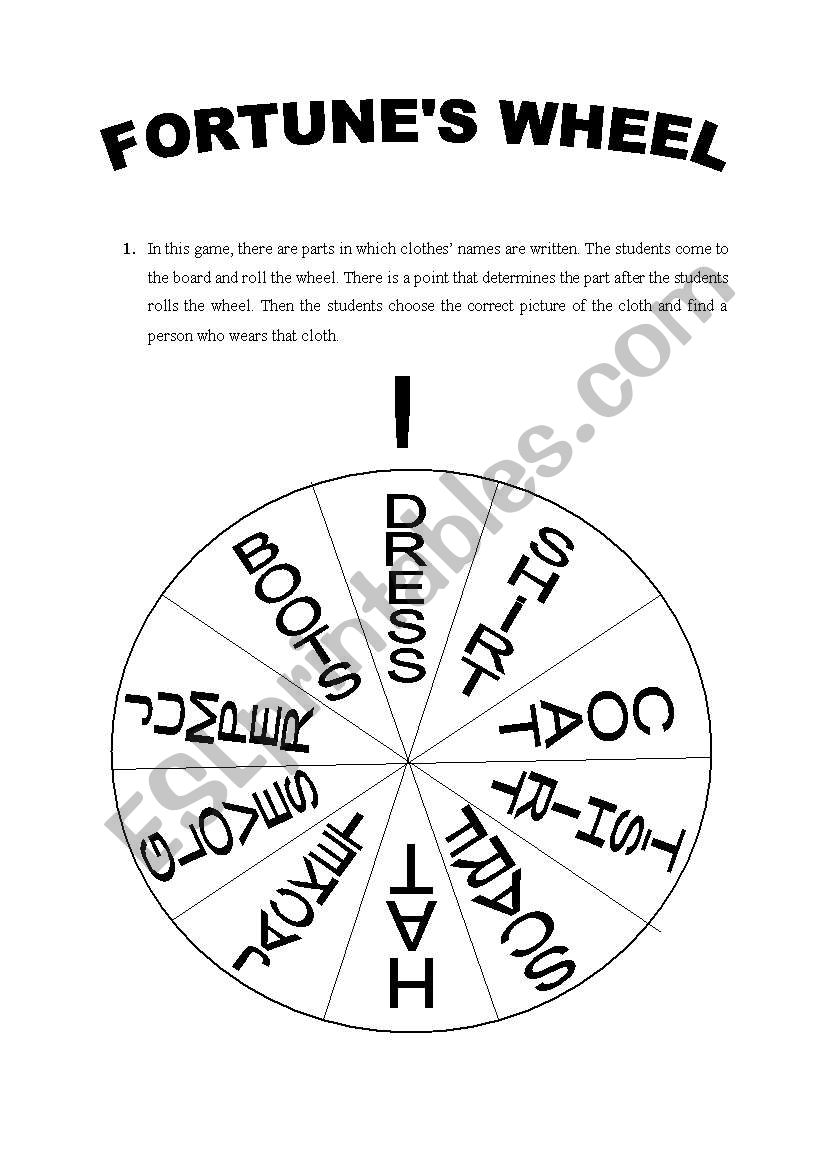 fortunes wheel worksheet