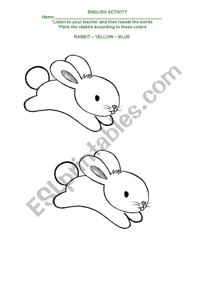 yellow and blue rabbits worksheet