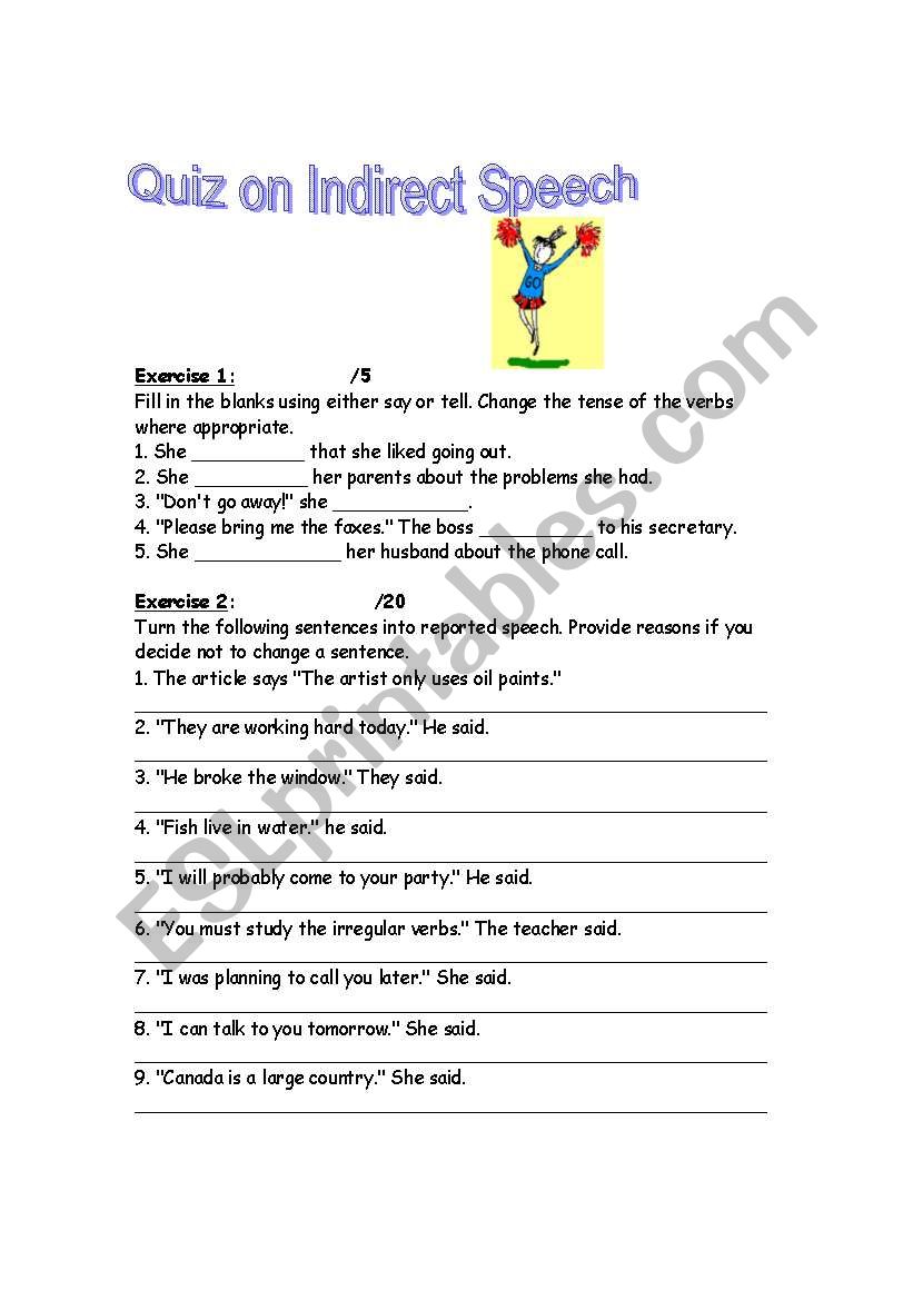 Indirect_Speech worksheet