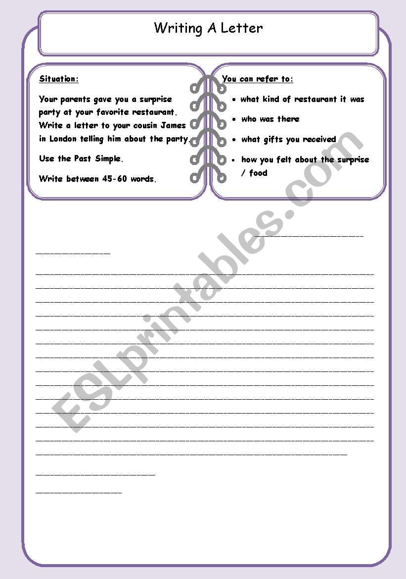 Writing an informal letter worksheet