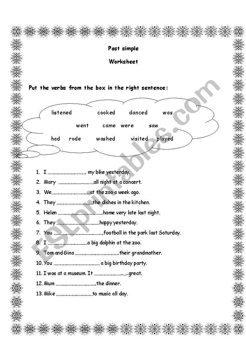 past simple - easy exercise worksheet