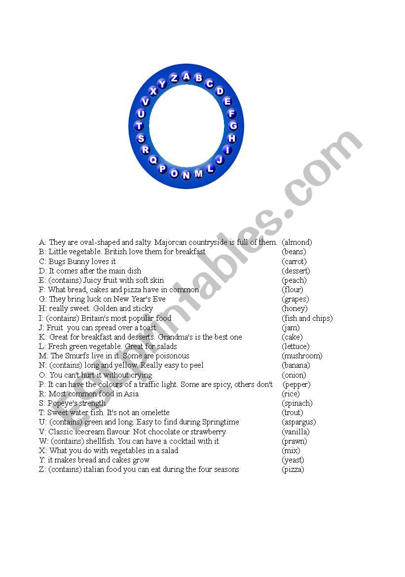 Alphabet game (pasapalabra) worksheet