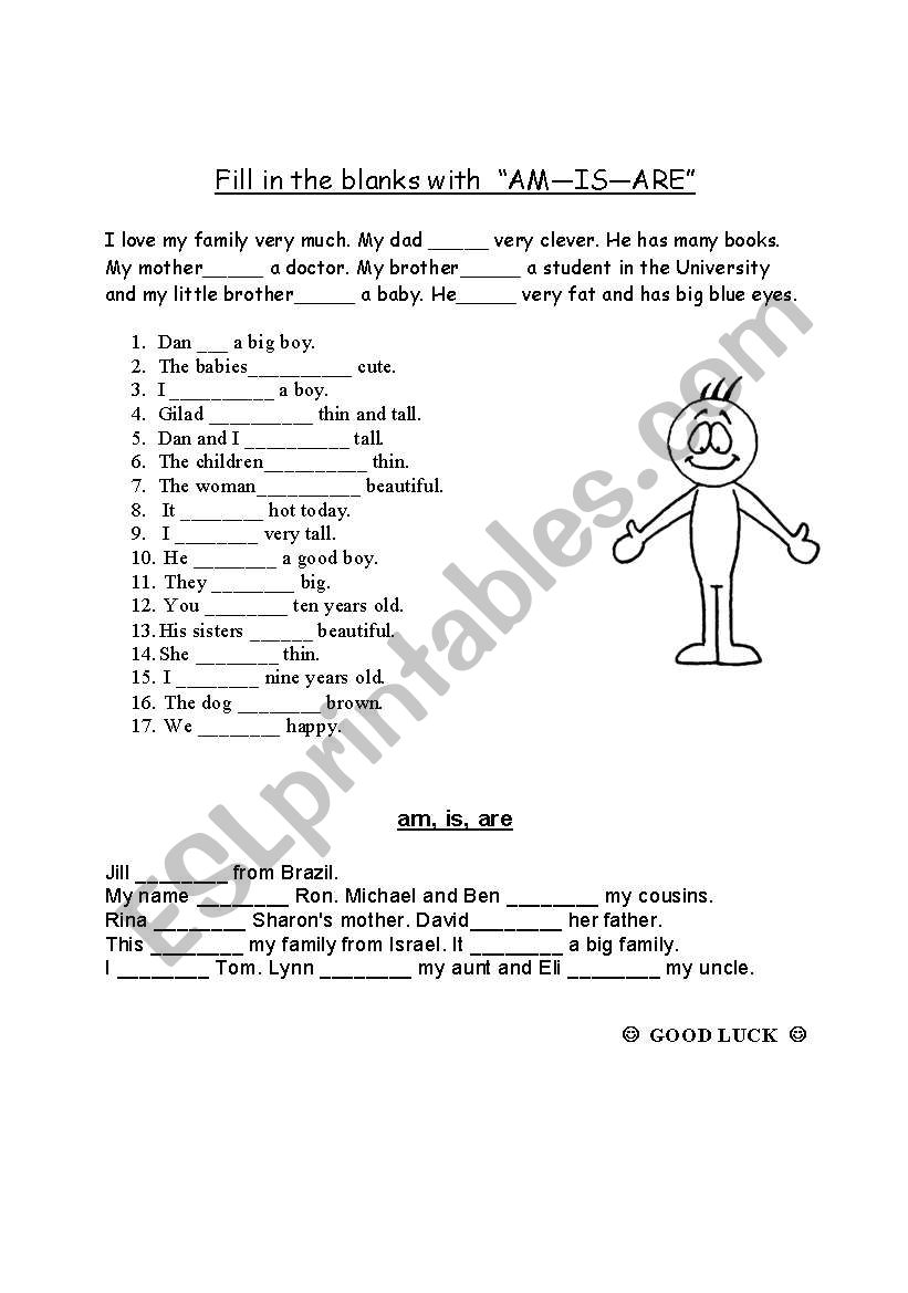 am-is-are (to be) worksheet