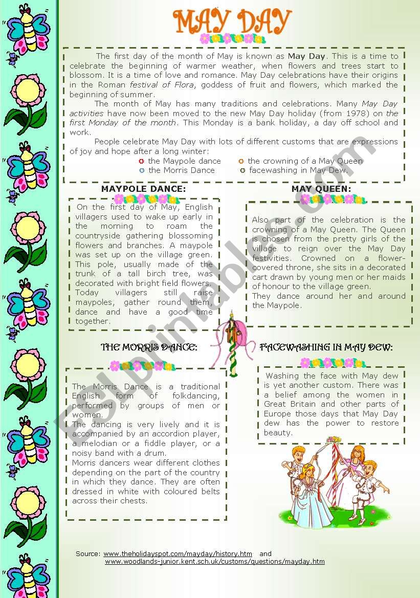 MAY DAY CUSTOMS IN BRITAIN worksheet