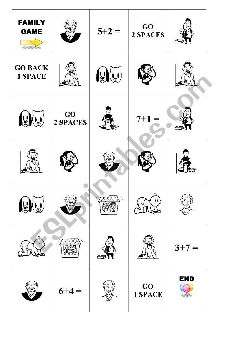 FAMILY BOARD GAME worksheet