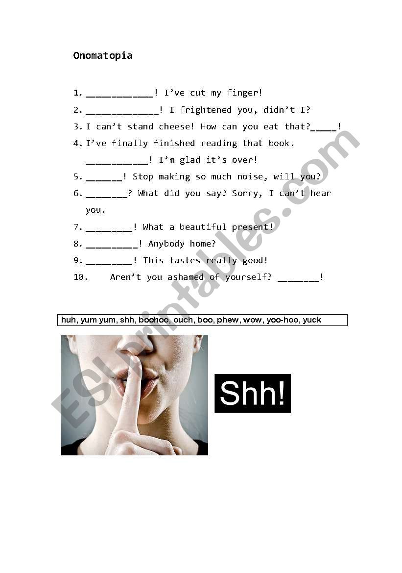 Onomatopia worksheet