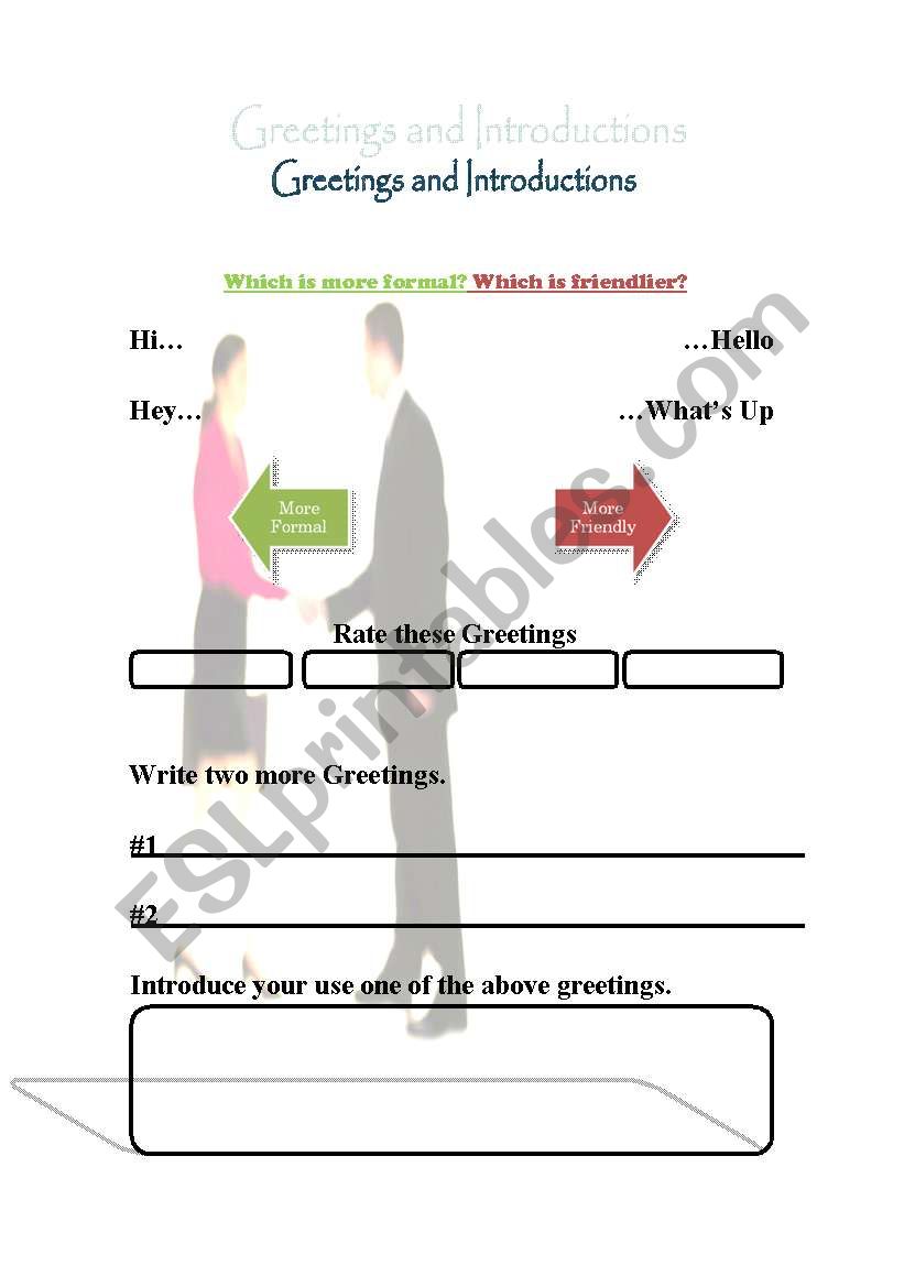 Greetings and Introductions worksheet