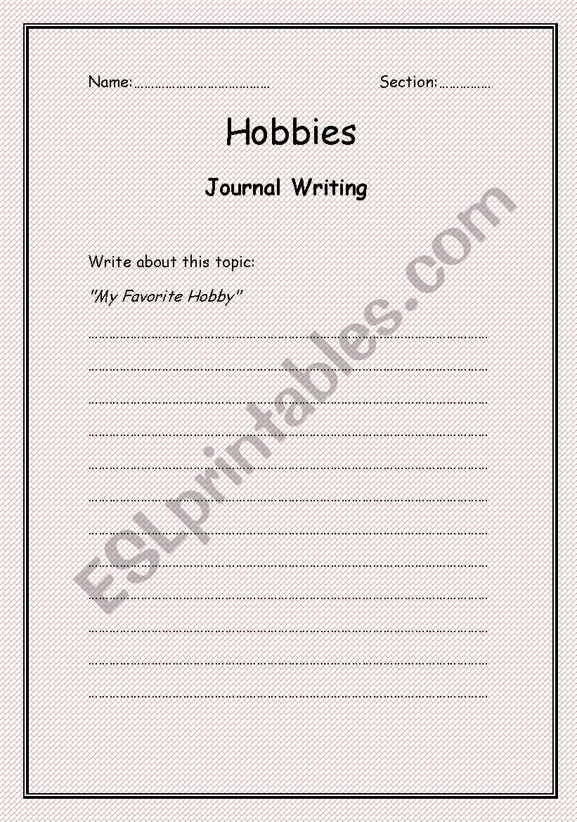 Journal writing worksheet