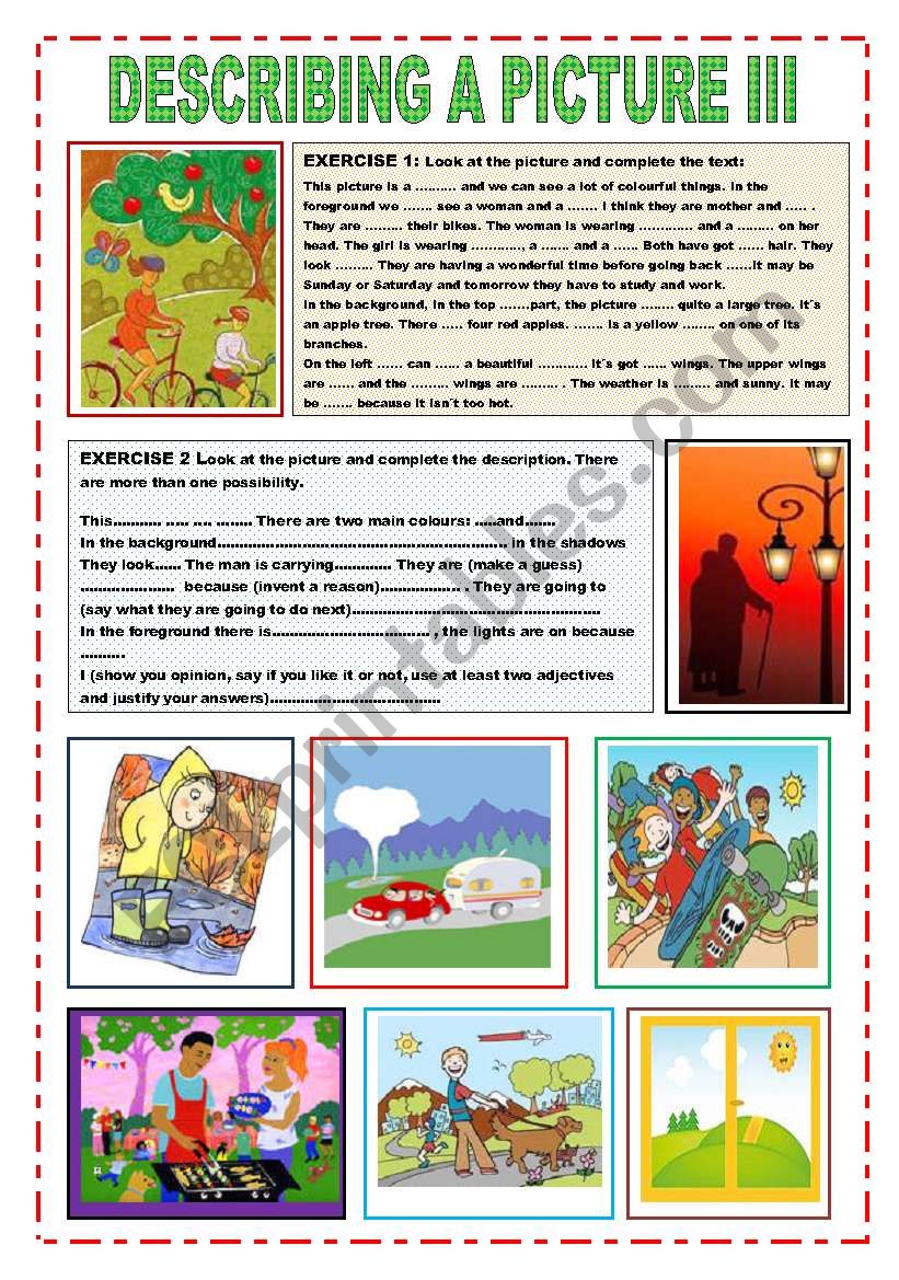 describing a picture III worksheet