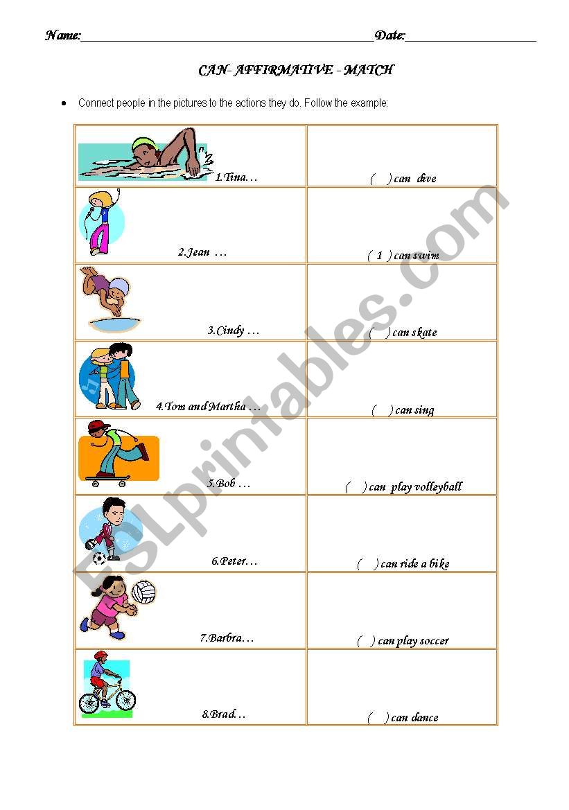 Can _ Match worksheet