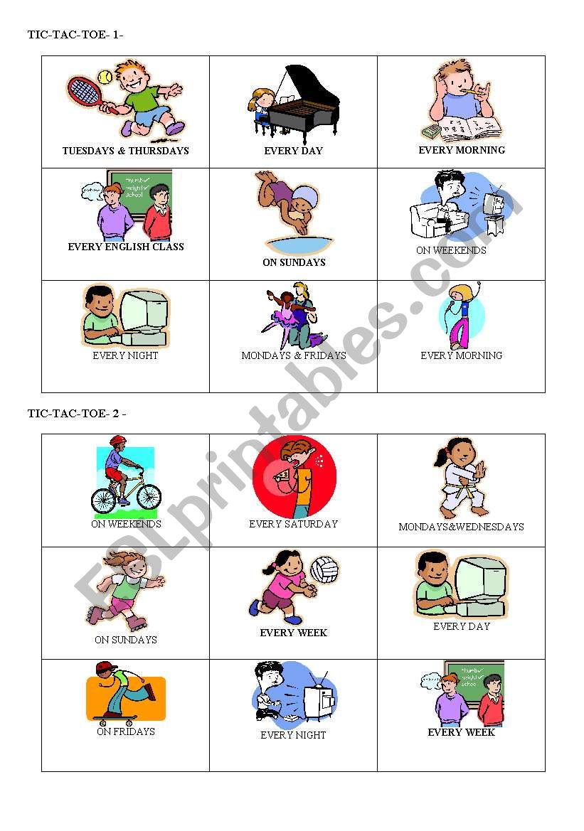 TicTacToe_ Simple Present & Frequency Adverbs