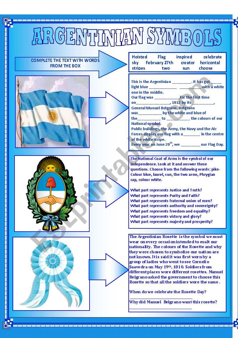 OUR NATIONAL SYMBOLS worksheet