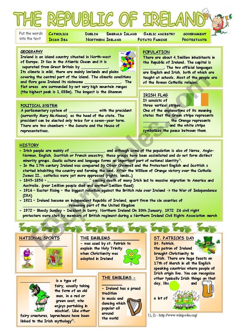 Ireland - Basic facts worksheet