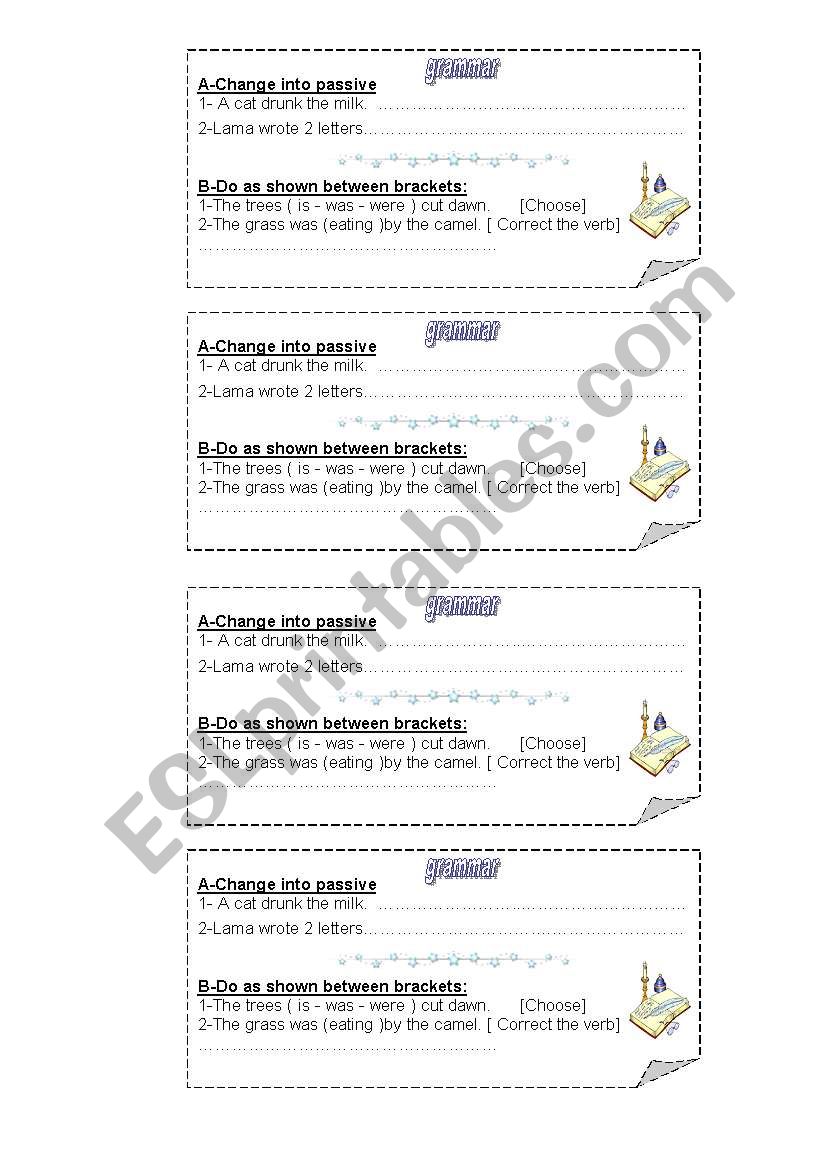 change into passive  worksheet