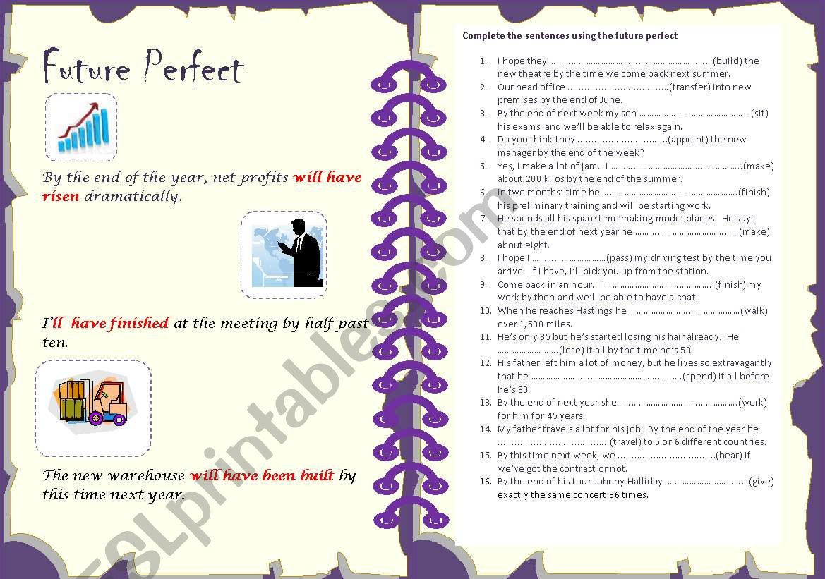 Future perfect worksheet