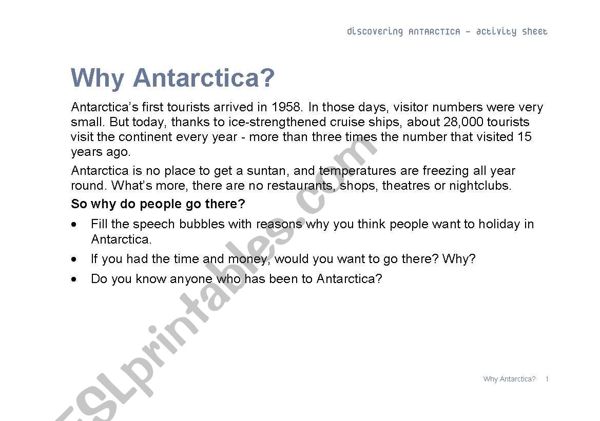 Why antarctica ? worksheet